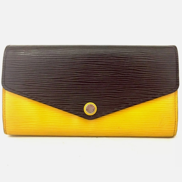 AUTHENTIC LOUIS VUITTON EPI PORTE FEIULLE SARAH BICOLOR LONG BIFOLD WALLET/D1447